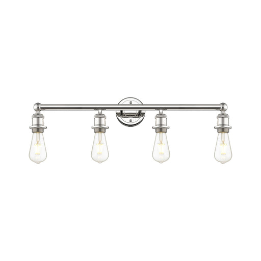 Innovations Edison 30in 4-Light Bath Vanity Light | Industrial Polished Nickel Steel and Cast Brass | Damp-Rated Bathroom Vanity | 30.38 | Model 616-4W-PN