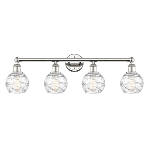 Innovations Athens Deco Swirl 33in 4-Light Bath Vanity Light | Industrial Polished Nickel and Clear Deco Swirl Glass | Model 616-4W-PN-G1213-6CL