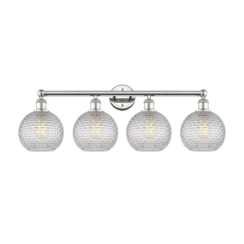 Innovations Athens 35in 4-Light Bath Vanity | Modern Farmhouse Polished Nickel and Clear Basket Weave Glass | Bathroom Vanity | Model 616-4W-PN-G122C-8CL