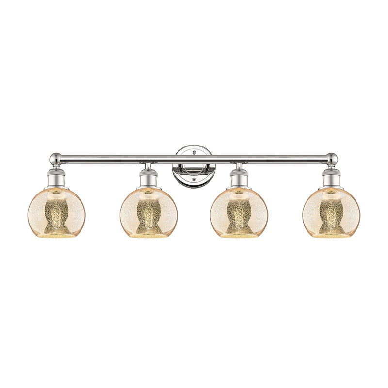 Innovations Athens 33in 4-Light Bath Vanity | Industrial Polished Nickel Steel and Mercury Glass | Bathroom Vanity | 32.88 x 7.44 | Model 616-4W-PN-G128-6