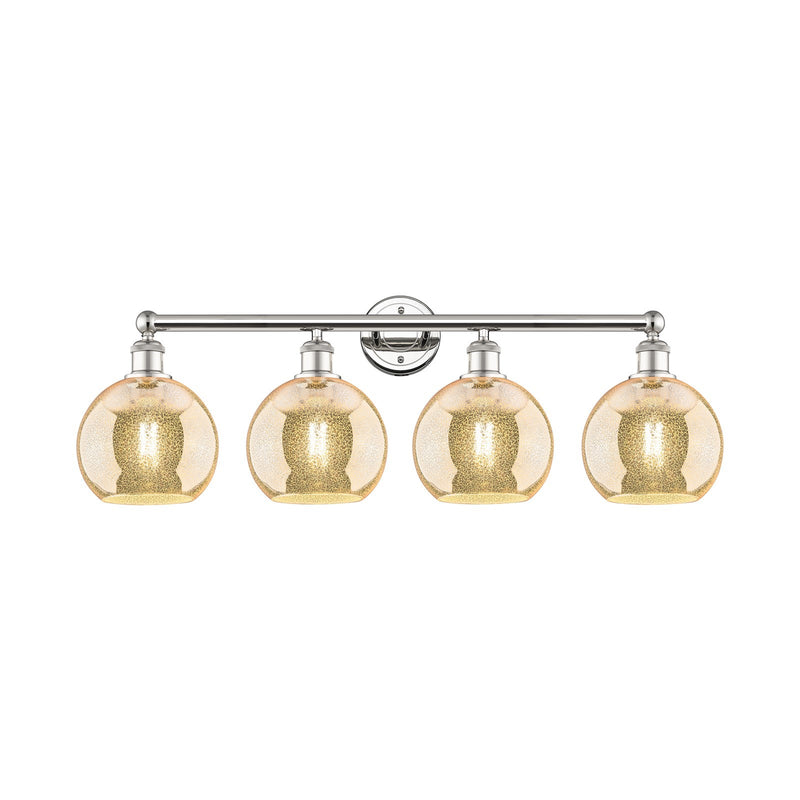 Innovations Athens 35in 4-Light Bath Vanity Light | Industrial Polished Nickel and Mercury Glass | Bathroom Vanity & Powder Room | Model 616-4W-PN-G128-8