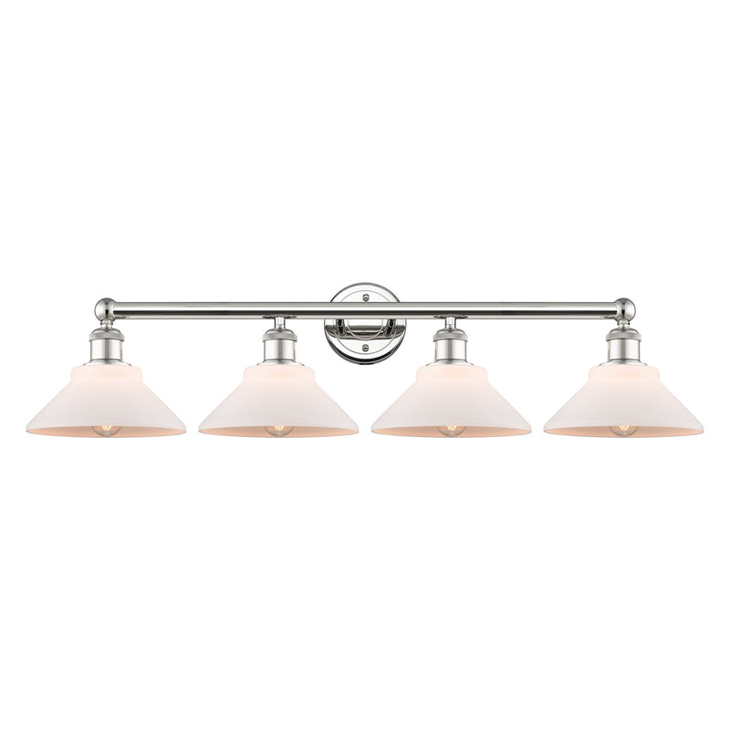 Innovations Orwell 35in 4-Light Bath Vanity Light | Industrial Polished Nickel Steel and Matte White Glass | Bathroom Vanity | Model 616-4W-PN-G131