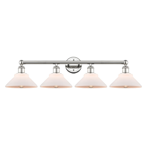 Innovations Orwell 35in 4-Light Bath Vanity Light | Industrial Polished Nickel Steel and Matte White Glass | Bathroom Vanity | Model 616-4W-PN-G131