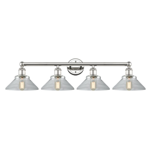 Innovations Orwell 35in 4-Light Bath Vanity Light | Industrial Polished Nickel Steel and Clear Glass | Bathroom Vanity | 35.38 x | Model 616-4W-PN-G132