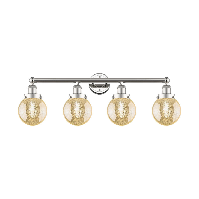 Innovations Beacon 33in 4-Light Bath Vanity Light | Art Nouveau Polished Nickel Steel and Mercury Glass | Bathroom Vanity | 33 x | Model 616-4W-PN-G208-6