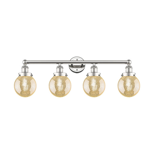 Innovations Beacon 33in 4-Light Bath Vanity Light | Art Nouveau Polished Nickel Steel and Mercury Glass | Bathroom Vanity | 33 x | Model 616-4W-PN-G208-6