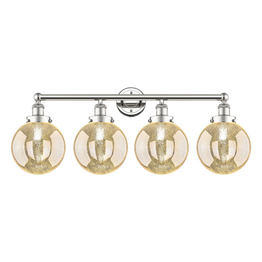 Innovations Beacon 35in 4-Light Bath Vanity Light | Industrial Polished Nickel Steel and Mercury Glass | Bathroom Vanity | 35 x | Model 616-4W-PN-G208-8