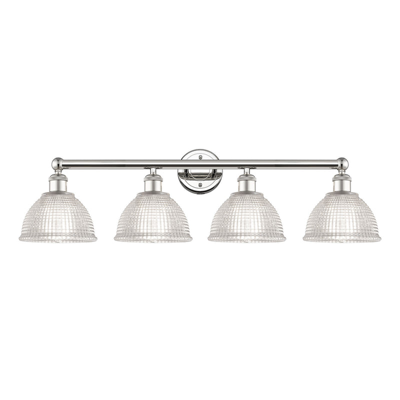 Innovations Arietta 35in 4-Light Bath Vanity Light | Industrial Modern Contempo Polished Nickel and Clear Glass | Damp Rated | Model 616-4W-PN-G422