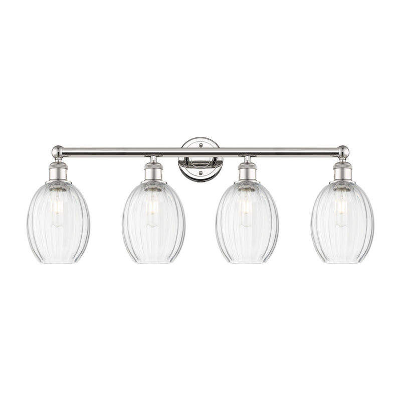 Innovations Preston Bulb 33in 4-Light Bath Vanity Light | Industrial Polished Nickel and Clear Glass | Bathroom Vanity | 33.25 | Model 616-4W-PN-G459-6CL