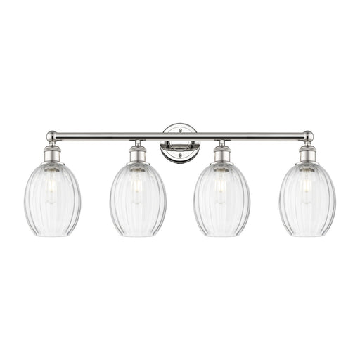 Innovations Preston Bulb 33in 4-Light Bath Vanity Light | Industrial Polished Nickel and Clear Glass | Bathroom Vanity | 33.25 | Model 616-4W-PN-G459-6CL