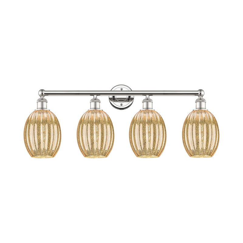 Innovations Preston Bulb 33in 4-Light Bath Vanity Light | Industrial Modern Contempo Polished Nickel Steel and Mercury Glass | Model 616-4W-PN-G459-6ME