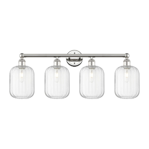 Innovations Preston Cylinder 34in 4-Light Bath Vanity Light | Industrial Modern Polished Nickel and Clear Glass | Bathroom | Model 616-4W-PN-G460-7CL