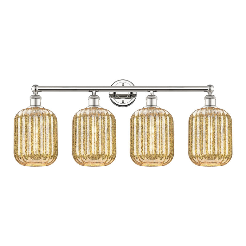 Innovations Preston Cylinder 34in 4-Light Bath Vanity Light | Industrial Polished Nickel and Mercury Glass | Bathroom Vanity | Model 616-4W-PN-G460-7ME