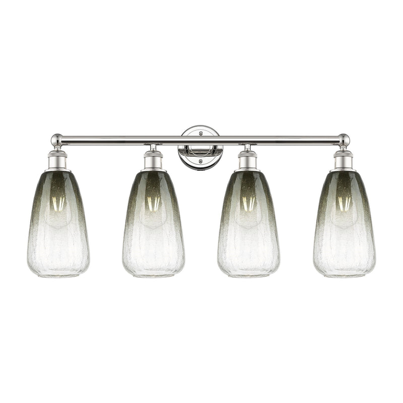 Innovations Brookhaven Almond 33in 4-Light Bath Vanity Light | Industrial Polished Nickel Steel and Slate Glass | Bathroom | Model 616-4W-PN-G480-6SL