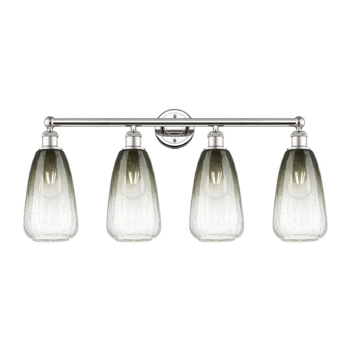 Innovations Brookhaven Almond 33in 4-Light Bath Vanity Light | Industrial Polished Nickel Steel and Slate Glass | Bathroom | Model 616-4W-PN-G480-6SL