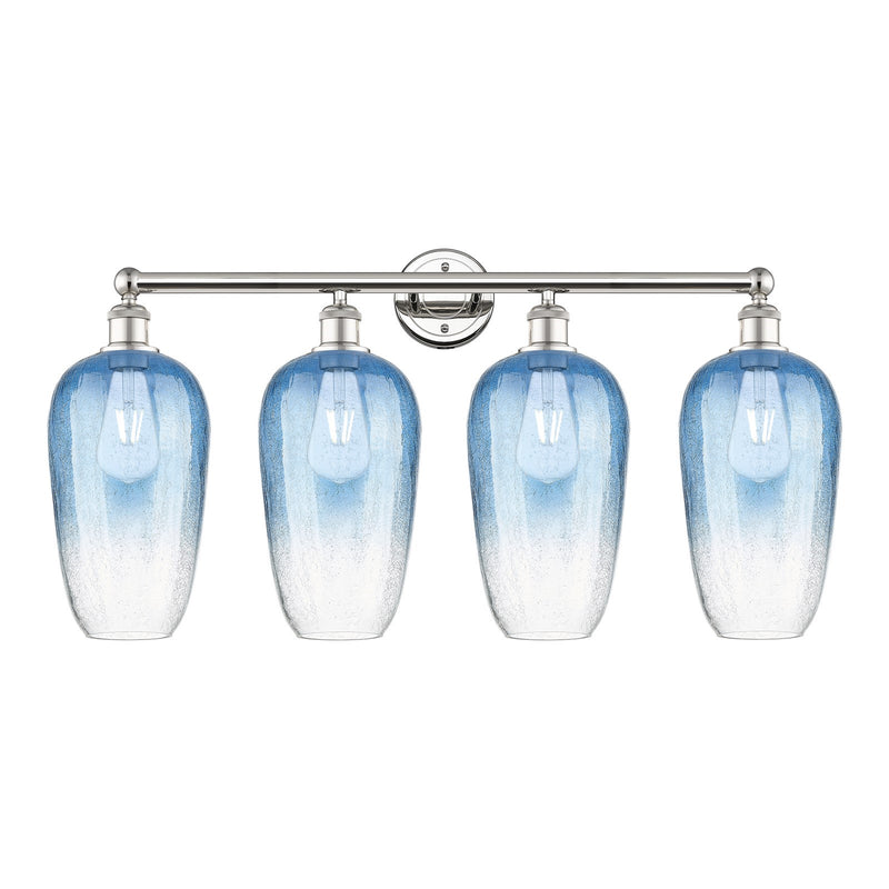 Innovations Brookhaven Flute 34in 4-Light Bath Vanity Light | Industrial Modern Contempo Polished Nickel Steel and Sapphire | Model 616-4W-PN-G484-7SB