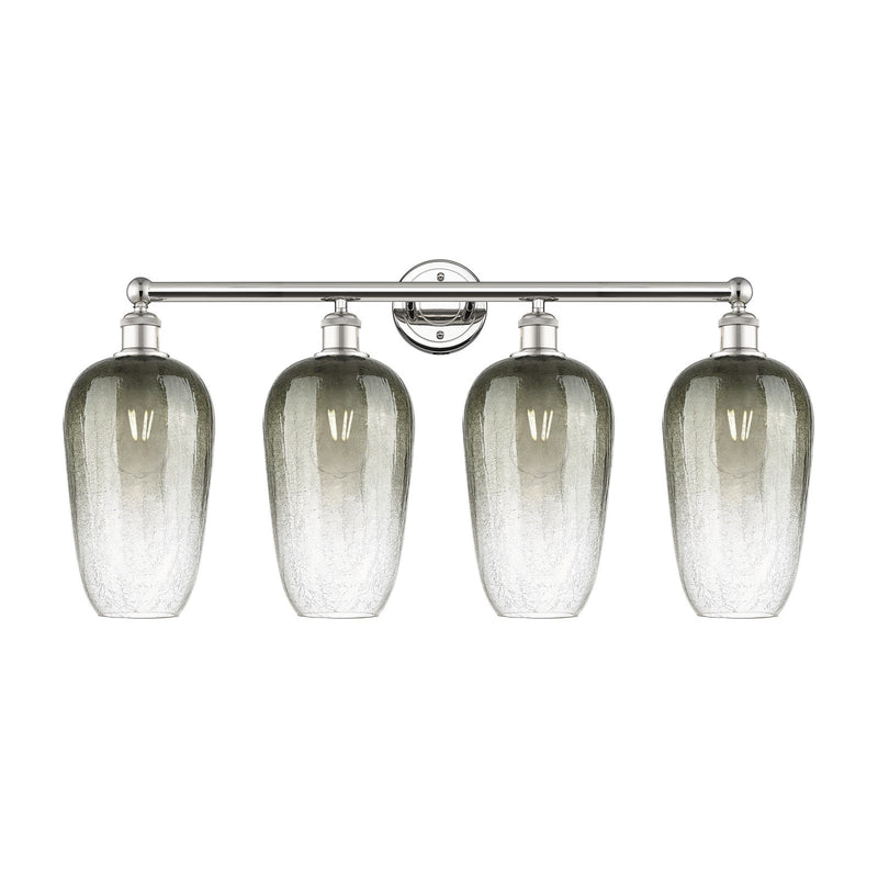 Innovations Brookhaven Flute 34in 4-Light Bath Vanity Light | Industrial Polished Nickel and Slate Glass | Bathroom Vanity | 34 | Model 616-4W-PN-G484-7SL
