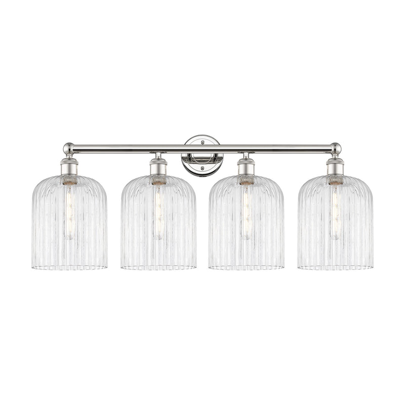 Innovations Bridal Veil 32in 4-Light Bath Vanity | Art Nouveau Polished Nickel and Clear Ribbed Glass | Bathroom Vanity Light | Model 616-4W-PN-G559-8CL