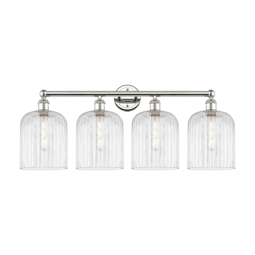 Innovations Bridal Veil 32in 4-Light Bath Vanity | Art Nouveau Polished Nickel and Clear Ribbed Glass | Bathroom Vanity Light | Model 616-4W-PN-G559-8CL