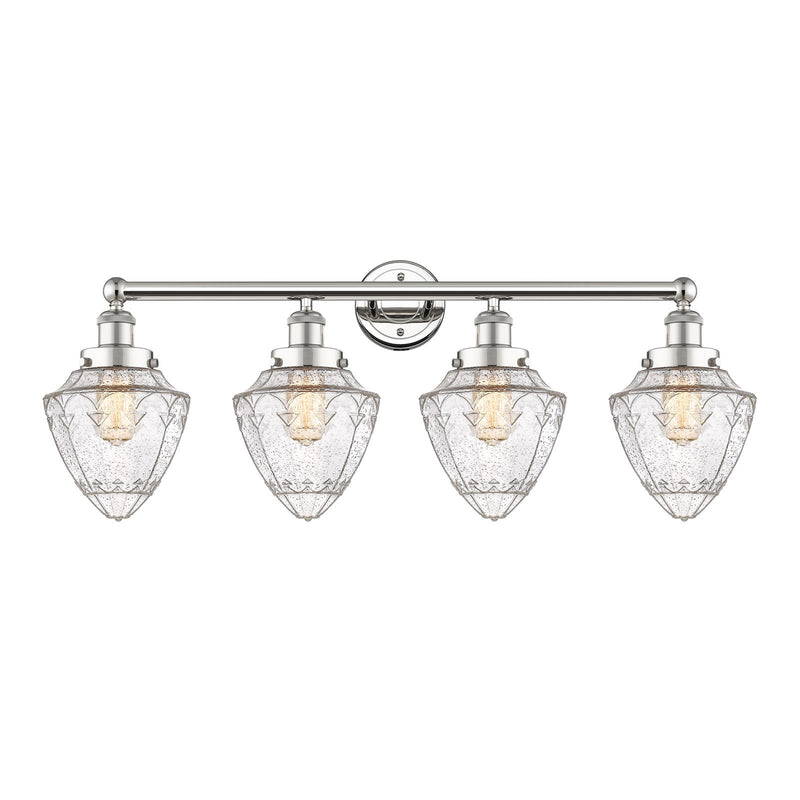 Innovations Bullet 34in 4-Light Bath Vanity Light | Industrial Polished Nickel Steel and Seedy Glass | Bathroom Vanity & Powder | Model 616-4W-PN-G664-7