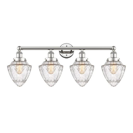 Innovations Bullet 34in 4-Light Bath Vanity Light | Industrial Polished Nickel Steel and Seedy Glass | Bathroom Vanity & Powder | Model 616-4W-PN-G664-7