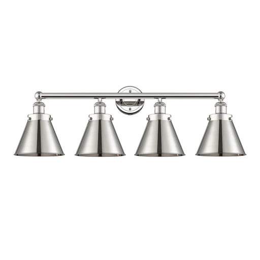 Innovations Appalachian 35in 4-Light Bath Vanity | Industrial Polished Nickel Steel and Cast Brass with Polished Nickel Metal | Model 616-4W-PN-M13-PN