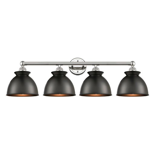 Innovations Adirondack 35in 4-Light Bath Vanity Light | Industrial Polished Nickel and Matte Black Metal Shade | Bathroom Vanity | Model 616-4W-PN-M14-BK
