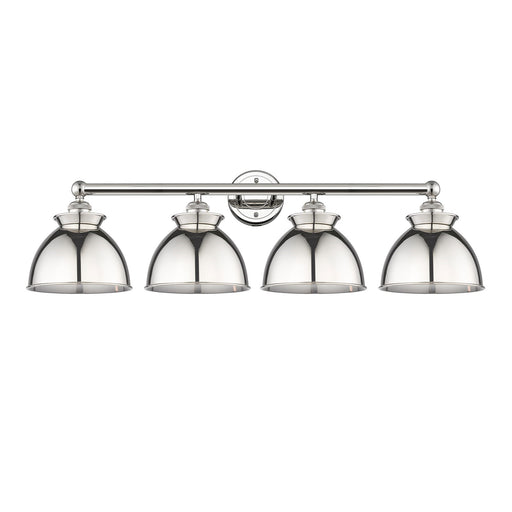 Innovations Adirondack 35in 4-Light Bath Vanity Light | Industrial Polished Nickel Steel and Polished Nickel Metal Shade | Model 616-4W-PN-M14-PN