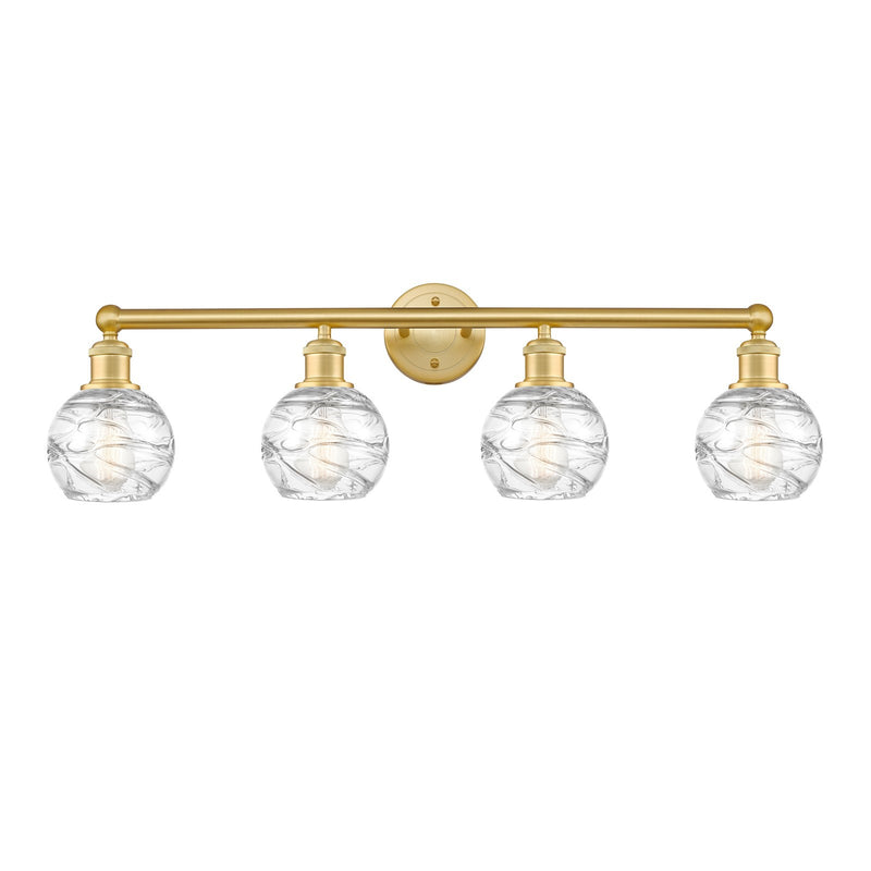 Innovations Athens Deco Swirl 33in 4-Light Bath Vanity Light | Industrial Satin Gold and Clear Glass | Bathroom Vanity | 32.88 | Model 616-4W-SG-G1213-6CL