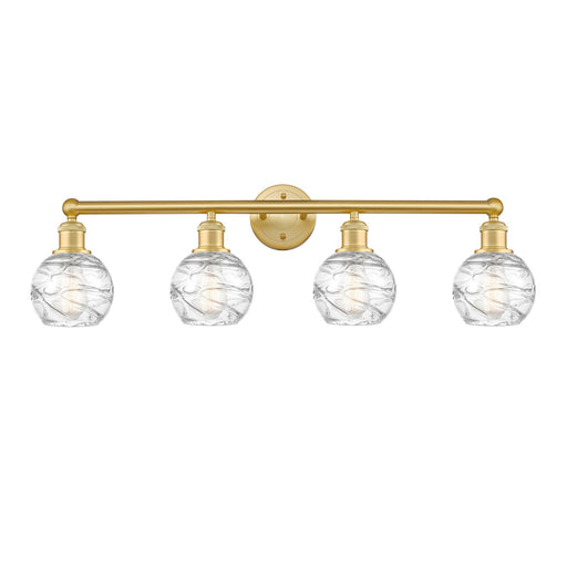 Innovations Athens Deco Swirl 33in 4-Light Bath Vanity Light | Industrial Satin Gold and Clear Glass | Bathroom Vanity | 32.88 | Model 616-4W-SG-G1213-6CL