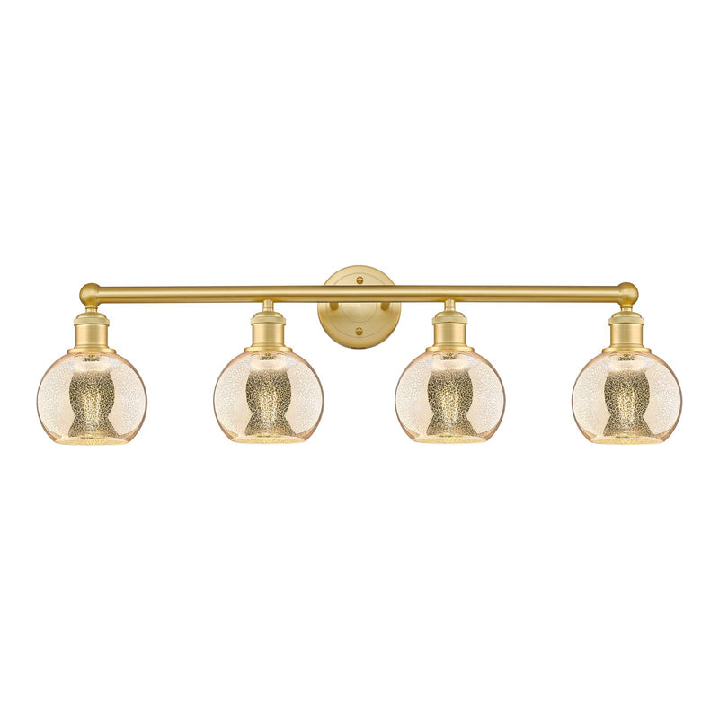 Innovations Athens 33in 4-Light Bath Vanity Light | Industrial Satin Gold Steel and Mercury Glass | Bathroom Vanity | 32.88 x | Model 616-4W-SG-G128-6