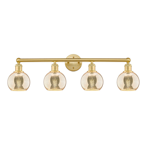 Innovations Athens 33in 4-Light Bath Vanity Light | Industrial Satin Gold Steel and Mercury Glass | Bathroom Vanity | 32.88 x | Model 616-4W-SG-G128-6