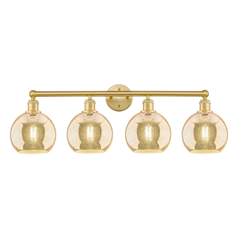 Innovations Athens 35in 4-Light Bath Vanity Light | Industrial Satin Gold Steel and Mercury Glass | Bathroom Vanity & Powder Room | Model 616-4W-SG-G128-8