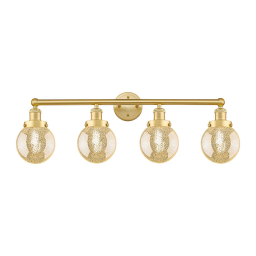 Innovations Beacon 33in 4-Light Bath Vanity Light | Industrial Satin Gold Steel and Mercury Glass | Bathroom Vanity & Powder Room | Model 616-4W-SG-G208-6