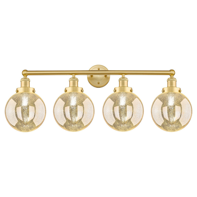 Innovations Beacon 35in 4-Light Bath Vanity Light | Industrial Satin Gold Steel and Mercury Glass | Kitchen & Bathroom Vanity | Model 616-4W-SG-G208-8