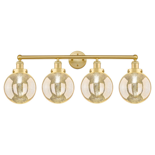 Innovations Beacon 35in 4-Light Bath Vanity Light | Industrial Satin Gold Steel and Mercury Glass | Kitchen & Bathroom Vanity | Model 616-4W-SG-G208-8
