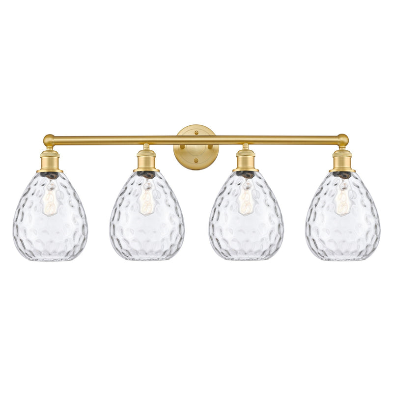 Innovations Waverly 35in 4-Light Bath Vanity Light | Industrial Satin Gold Steel and Clear Glass | Bathroom Vanity | 35 x 14.25 x | Model 616-4W-SG-G372