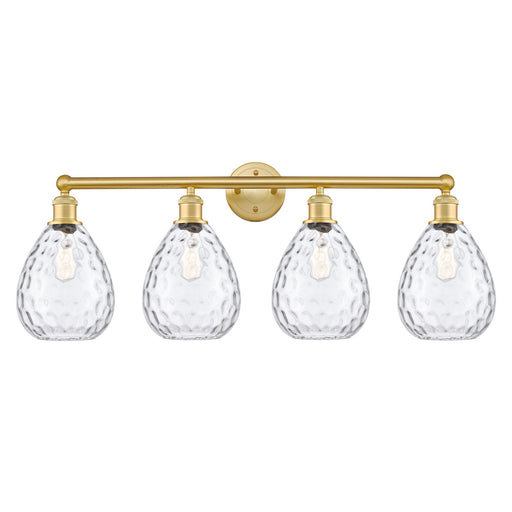 Innovations Waverly 35in 4-Light Bath Vanity Light | Industrial Satin Gold Steel and Clear Glass | Bathroom Vanity | 35 x 14.25 x | Model 616-4W-SG-G372