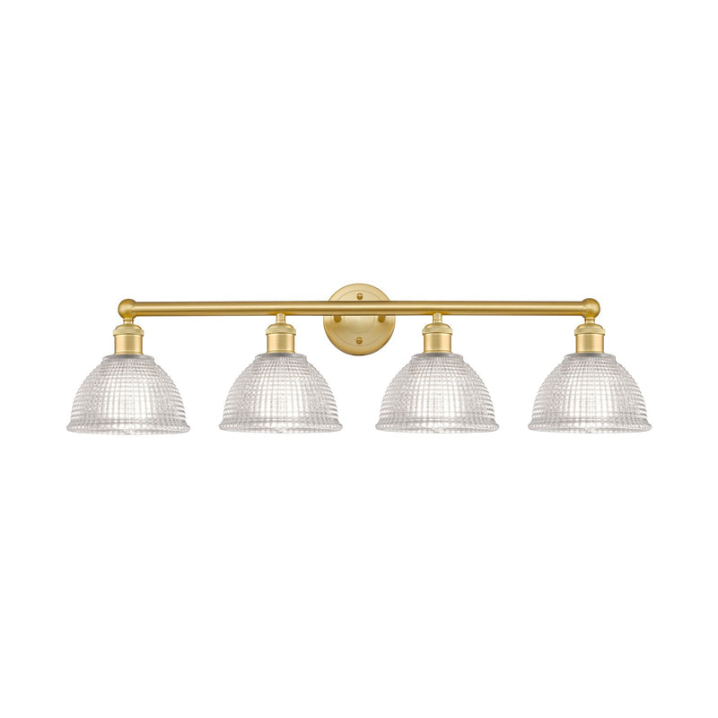 Innovations Arietta 35in 4-Light Bath Vanity Light | Industrial Satin Gold Steel and Clear Glass | Bathroom Vanity | 35 x 10.25 x | Model 616-4W-SG-G422