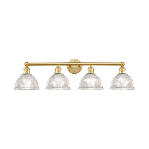 Innovations Arietta 35in 4-Light Bath Vanity Light | Industrial Satin Gold Steel and Clear Glass | Bathroom Vanity | 35 x 10.25 x | Model 616-4W-SG-G422