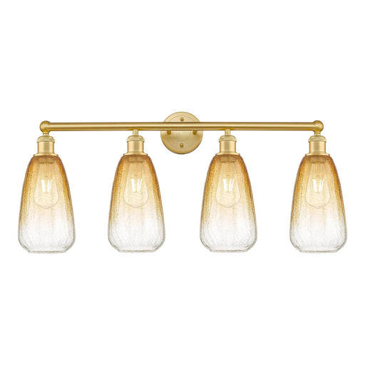 Innovations Brookhaven Almond 33in 4-Light Bath Vanity Light | Industrial Satin Gold Steel and Amber Glass | Kitchen & Bathroom | Model 616-4W-SG-G480-6AM