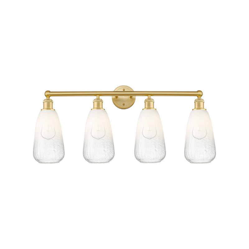 Innovations Brookhaven Almond 33in 4-Light Bath Vanity | Industrial Modern Satin Gold Steel and Opal Glass | Bathroom Vanity | Model 616-4W-SG-G480-6OP