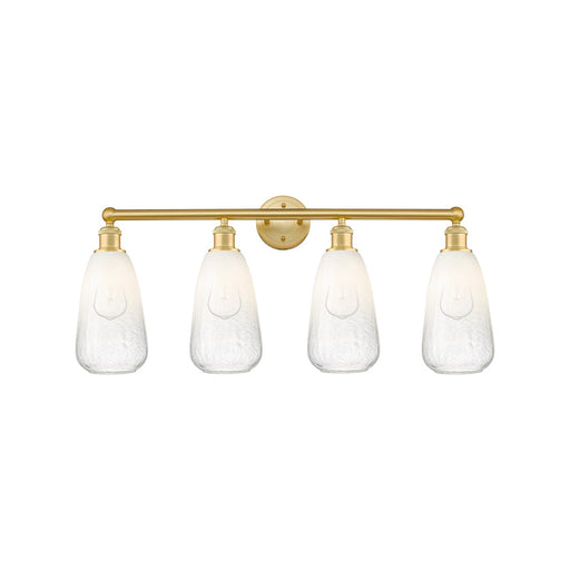 Innovations Brookhaven Almond 33in 4-Light Bath Vanity | Industrial Modern Satin Gold Steel and Opal Glass | Bathroom Vanity | Model 616-4W-SG-G480-6OP