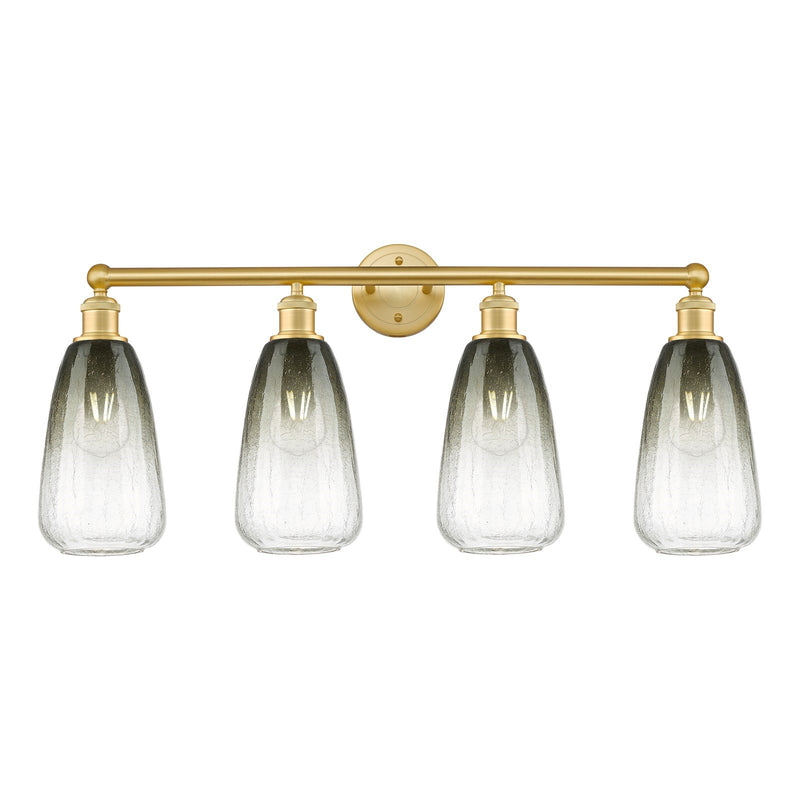 Innovations Brookhaven Almond 33in 4-Light Bath Vanity Light | Industrial Satin Gold Steel and Slate Glass | Bathroom & Powder | Model 616-4W-SG-G480-6SL