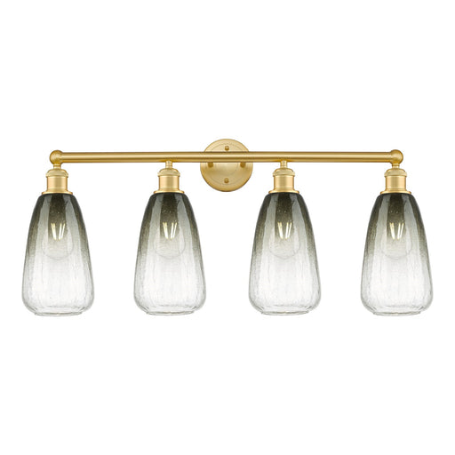 Innovations Brookhaven Almond 33in 4-Light Bath Vanity Light | Industrial Satin Gold Steel and Slate Glass | Bathroom & Powder | Model 616-4W-SG-G480-6SL