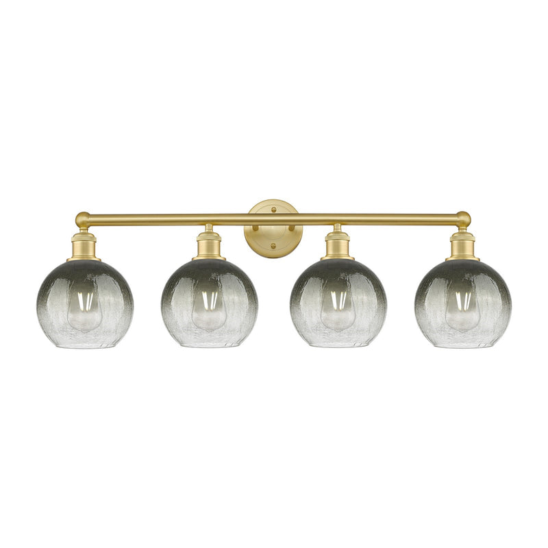 Innovations Brookhaven Globe 35in 4-Light Bath Vanity | Industrial Satin Gold Steel and Cast Brass with Slate Glass Shades | Model 616-4W-SG-G483-8SL