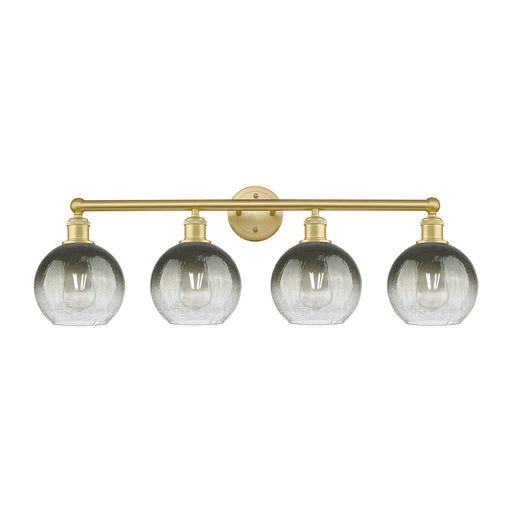 Innovations Brookhaven Globe 35in 4-Light Bath Vanity | Industrial Satin Gold Steel and Cast Brass with Slate Glass Shades | Model 616-4W-SG-G483-8SL
