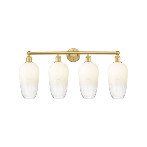 Innovations Brookhaven Flute 34in 4-Light Bath Vanity | Industrial Satin Gold Steel and Cast Brass with Opal Glass Shades | Model 616-4W-SG-G484-7OP