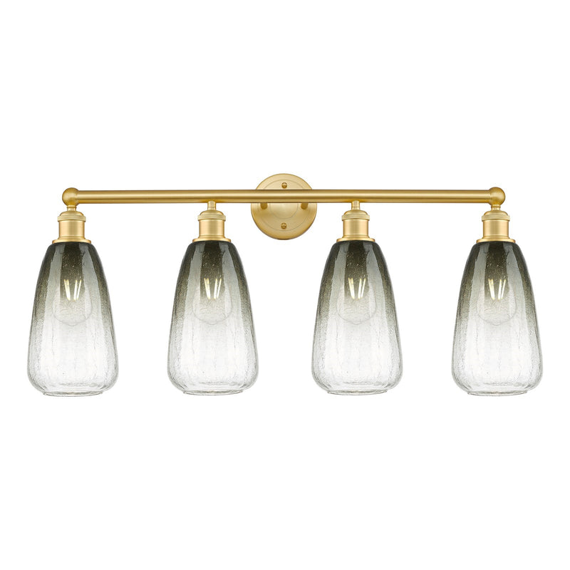 Innovations Brookhaven Flute 34in 4-Light Bath Vanity | Industrial Satin Gold Steel and Cast Brass with Slate Glass Shades | Model 616-4W-SG-G484-7SL