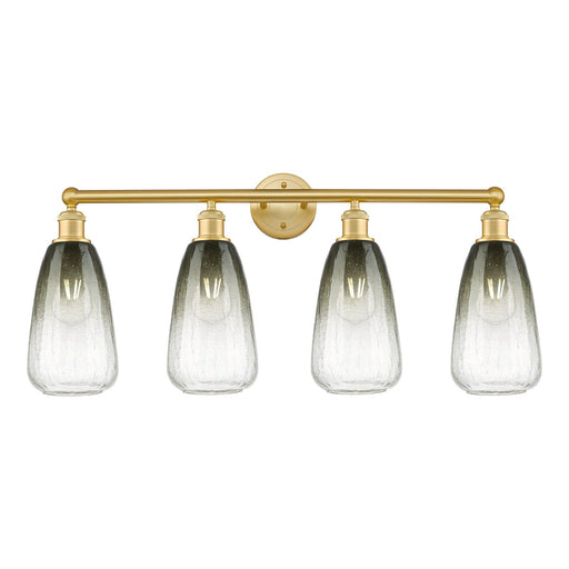 Innovations Brookhaven Flute 34in 4-Light Bath Vanity | Industrial Satin Gold Steel and Cast Brass with Slate Glass Shades | Model 616-4W-SG-G484-7SL